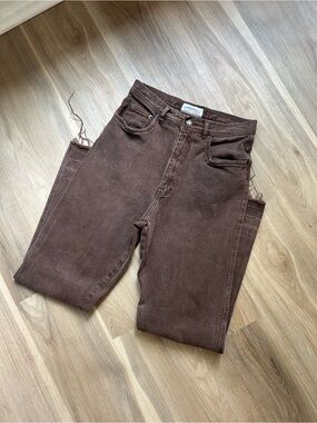 Stonemesa Brown washed vintage high waisted Straight-Leg Jeans